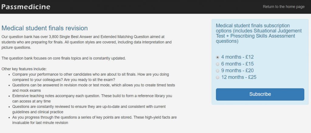 Passmedicine medical student signup page