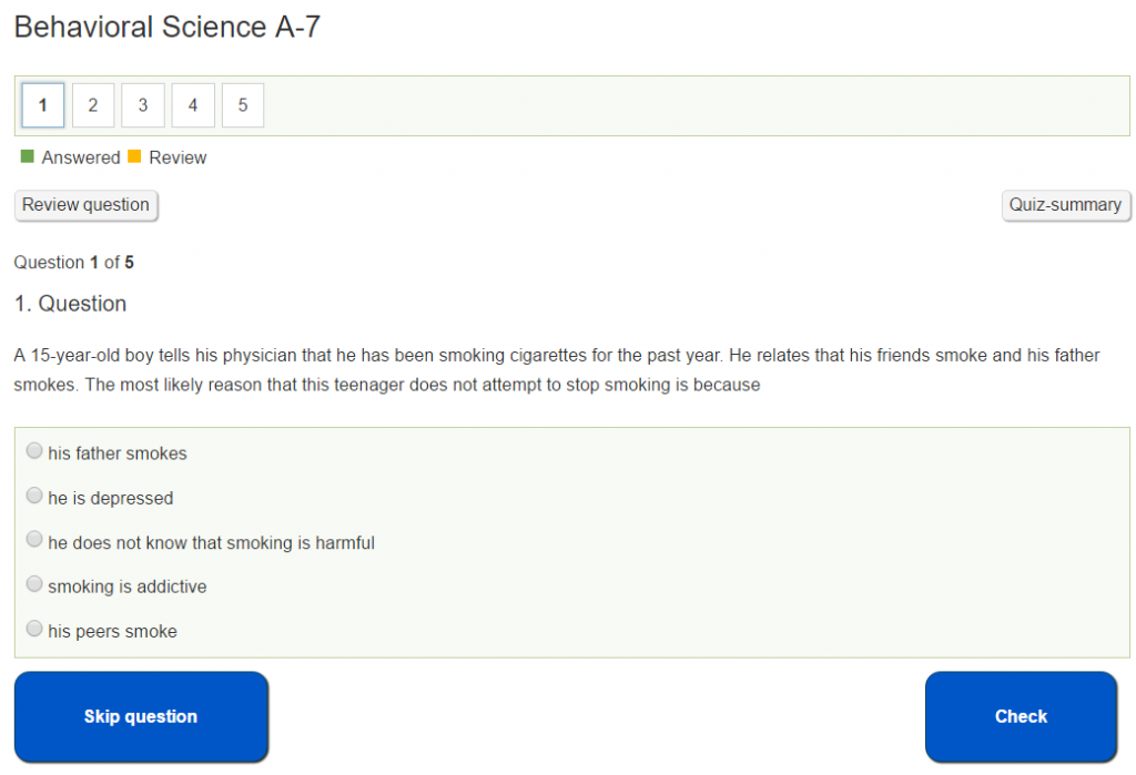 A medical quiz on QUPI - medical school